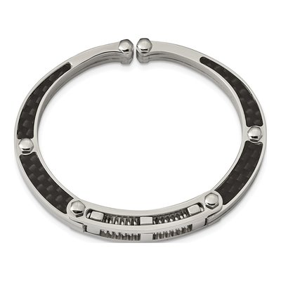 Stainless Steel Carbon Fiber Cuff Bracelet – view 4