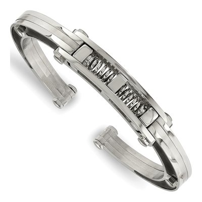 Stainless Steel Carbon Fiber Cuff Bracelet