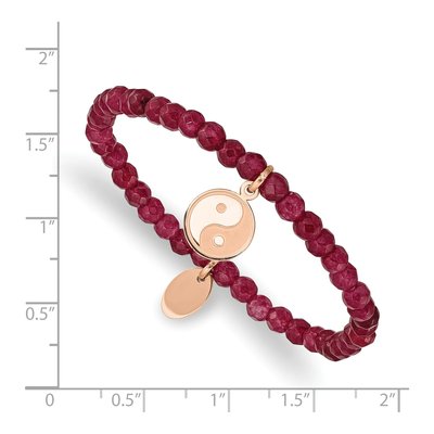 Stainless Steel Yin Yang Red Jade Stretch Bracelet – view 4