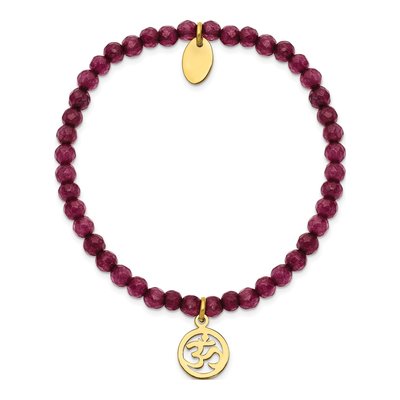 Stainless Steel Purple Jade OHM Stretch Bracelet – view 3