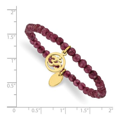 Stainless Steel Purple Jade OHM Stretch Bracelet – view 4