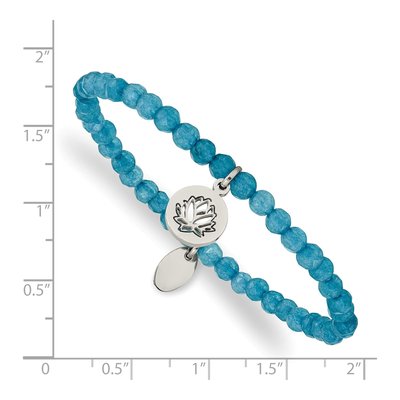Stainless Steel Blue Jade Lotus Stretch Bracelet – view 4