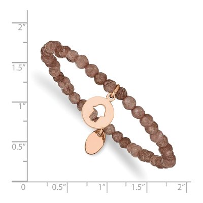 Stainless Steel Hamsa Brown Jade Stretch Bracelet – view 4