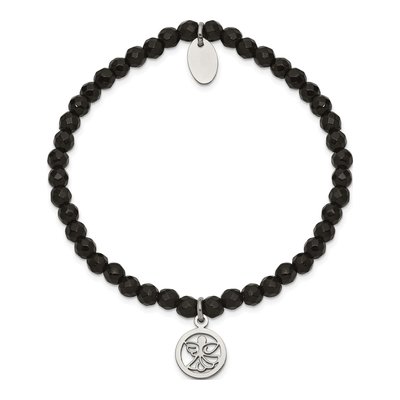 Stainless Steel Angel Black Jade Bracelet – view 3