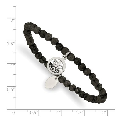Stainless Steel Angel Black Jade Bracelet – view 4