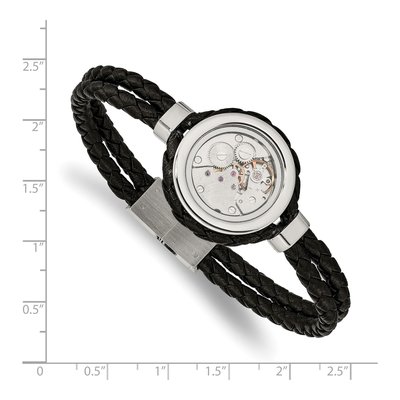 Stainless Steel CZ Braided Leather Bracelet – view 4