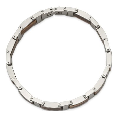 Men's Stainless Steel 11.9mm Tiger's Eye Link Chain Bracelet – view 5