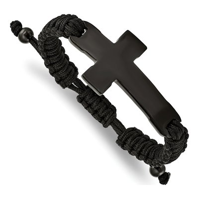 Black Stainless Steel Black Cross Bracelet