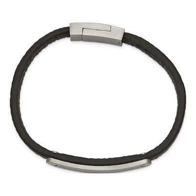 Stainless Steel Leather ID Bracelet – view 3