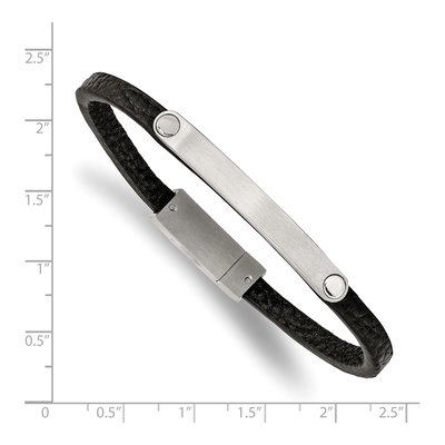 Stainless Steel Leather ID Bracelet – view 4