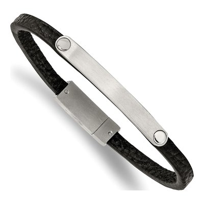 Stainless Steel Leather ID Bracelet