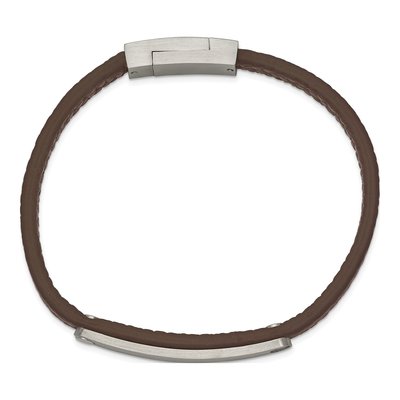 Stainless Steel Leather ID Bracelet – view 3
