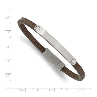 Stainless Steel Leather ID Bracelet – view 4