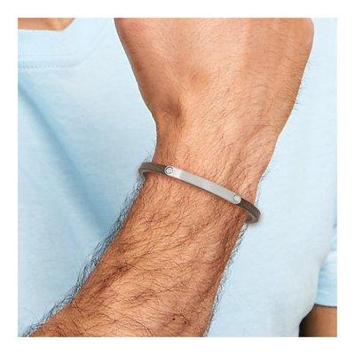 Stainless Steel Leather ID Bracelet – view 5