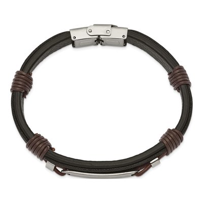 Stainless Steel Leather ID Bracelet – view 3