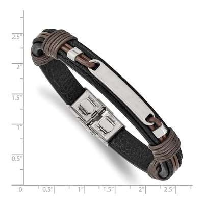 Stainless Steel Leather ID Bracelet – view 4
