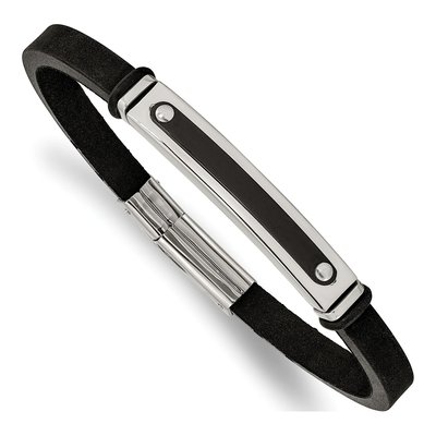 Black Stainless Steel Rubber Bracelet