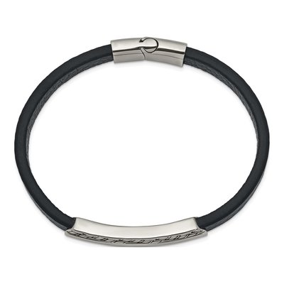 Stainless Steel Navy Leather Bracelet – view 3