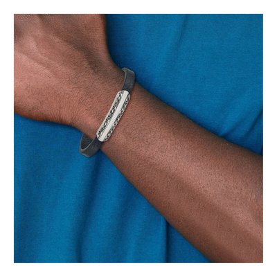 Stainless Steel Navy Leather Bracelet – view 5