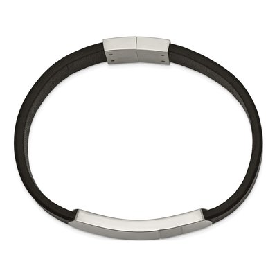 Stainless Steel Leather ID Bracelet – view 3