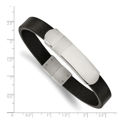 Stainless Steel Leather ID Bracelet – view 4