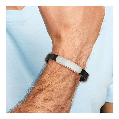 Stainless Steel Leather ID Bracelet – view 5