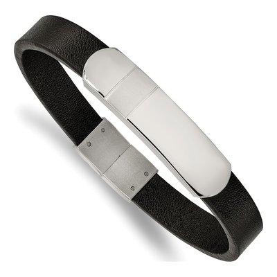 Stainless Steel Leather ID Bracelet