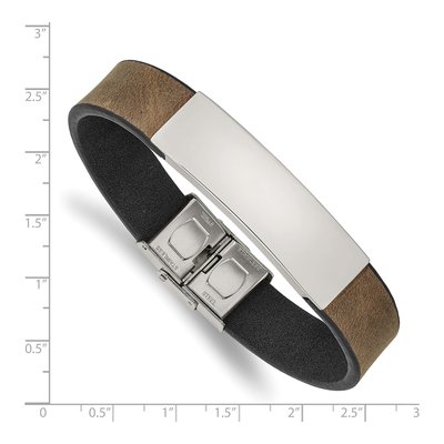Stainless Steel Leather ID Bracelet – view 4