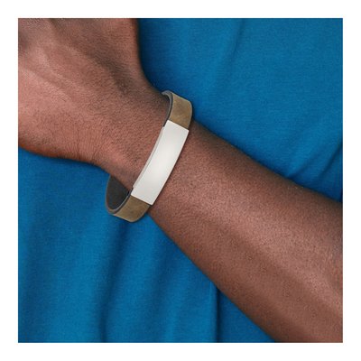 Stainless Steel Leather ID Bracelet – view 5