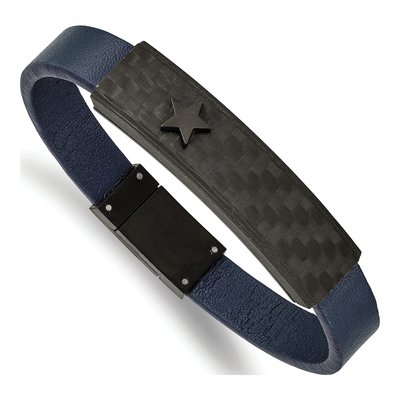 Black Stainless Steel Carbon Fiber Bracelet