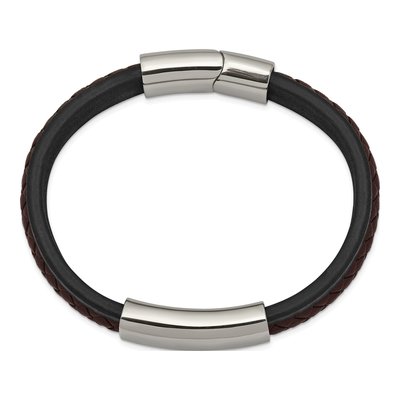 Stainless Steel Braided Leather ID Bracelet – view 3