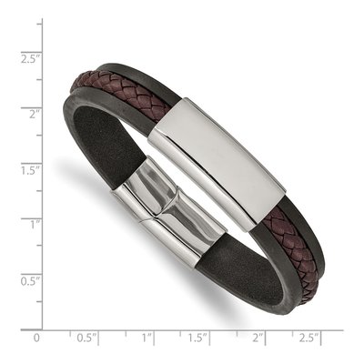 Stainless Steel Braided Leather ID Bracelet – view 4