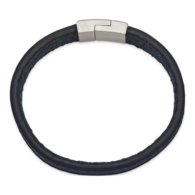 Stainless Steel Blue Leather Bracelet – view 2