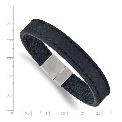 Stainless Steel Blue Leather Bracelet – view 3