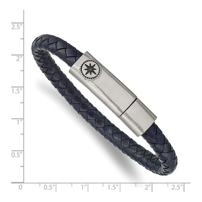 Stainless Steel Compass Leather Bracelet – view 4