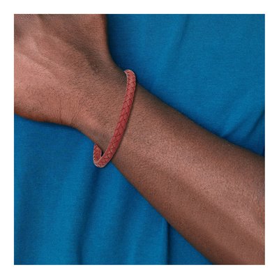 Black Stainless Steel Red Leather Bracelet – view 5