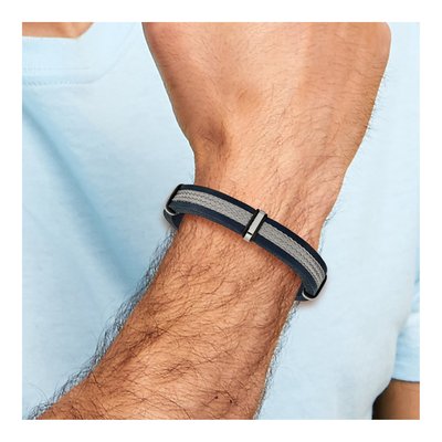 Stainless Steel Blue Leather Wire Bracelet – view 4