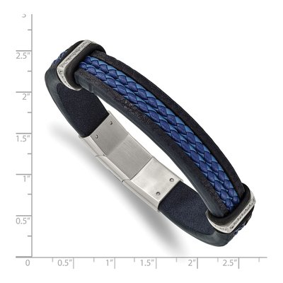 Stainless Steel CZ Braided Leather Bracelet – view 4