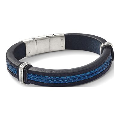 Stainless Steel CZ Braided Leather Bracelet – view 6