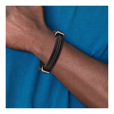 Stainless Steel Braided Leather Bracelet – view 5