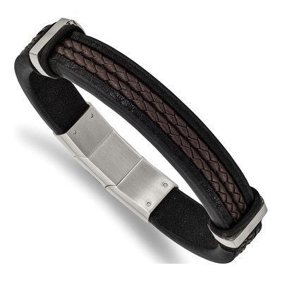 Stainless Steel Braided Leather Bracelet