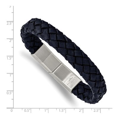 Men's Chisel Steel Navy Blue Leather Bracelet – view 4
