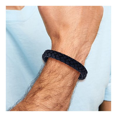 Men's Chisel Steel Navy Blue Leather Bracelet – view 5
