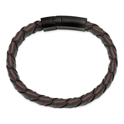 Men's Chisel Black IP Steel & Leather Bracelet – view 3