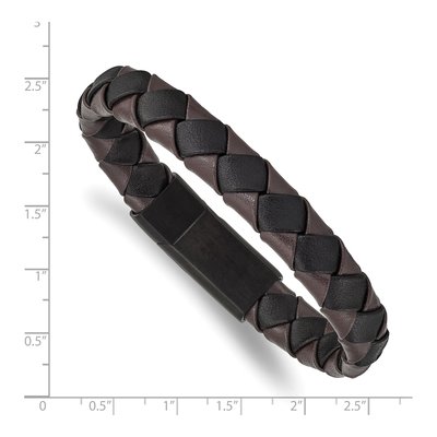 Men's Chisel Black IP Steel & Leather Bracelet – view 4