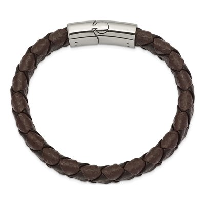 Stainless Steel Black Brown Leather Bracelet – view 3