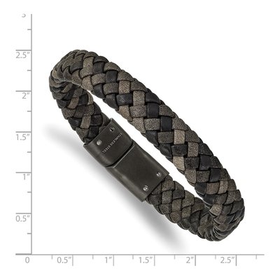 Stainless Steel Brown Leather Bracelet – view 4