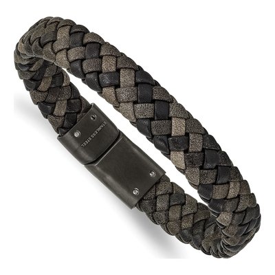 Stainless Steel Brown Leather Bracelet