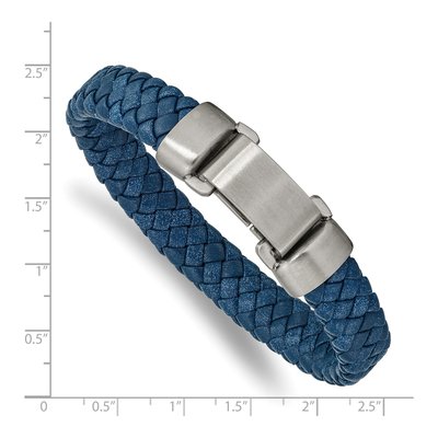 Stainless Steel Blue Leather Bracelet – view 3