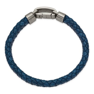 Stainless Steel Blue Leather Bracelet – view 4